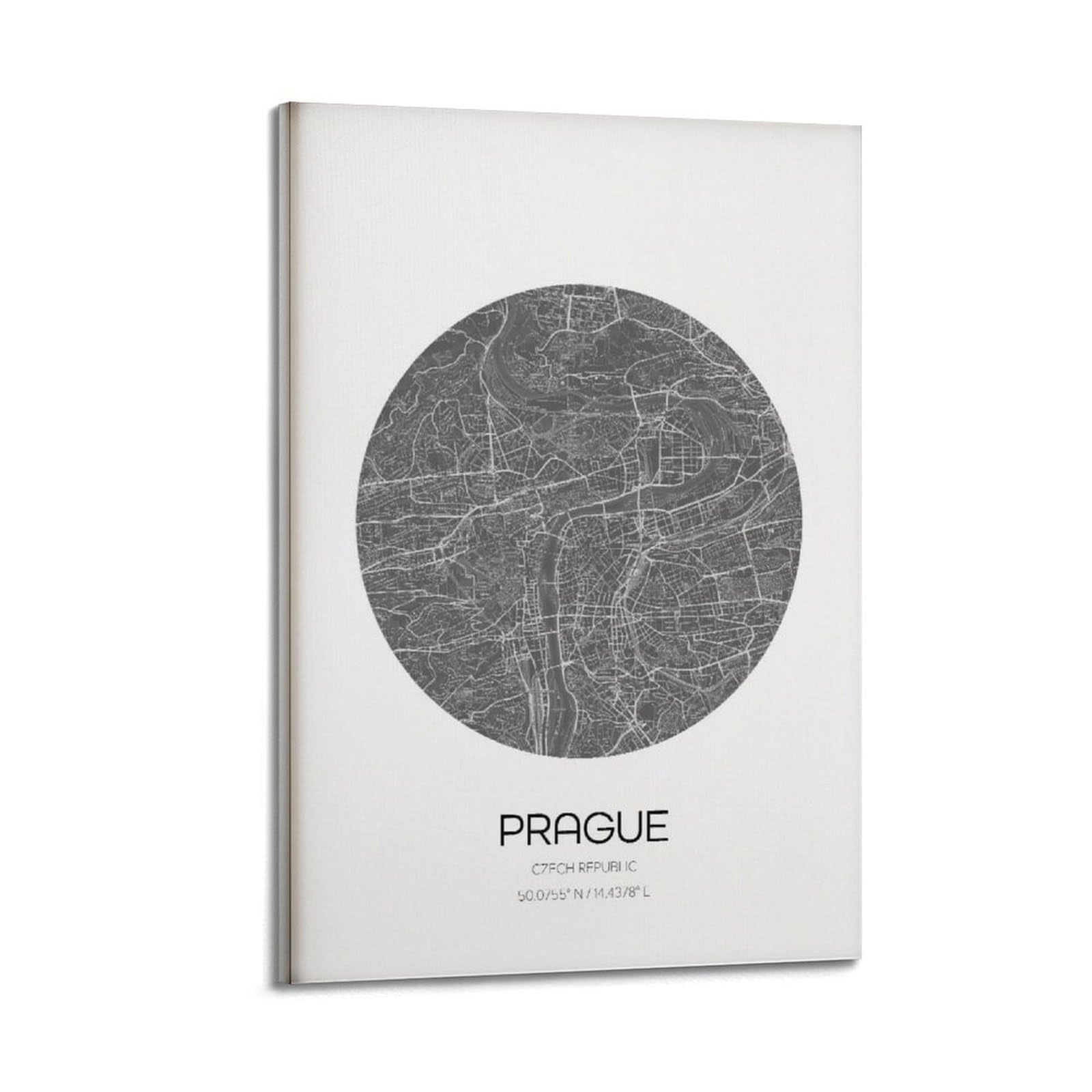 xiaoxiaoshen Prague Map Modern City Canvas Poster Wall Art Prints Room Aesthetic Murals Bedroom And Living Decorations 20x30inch(50x75cm)