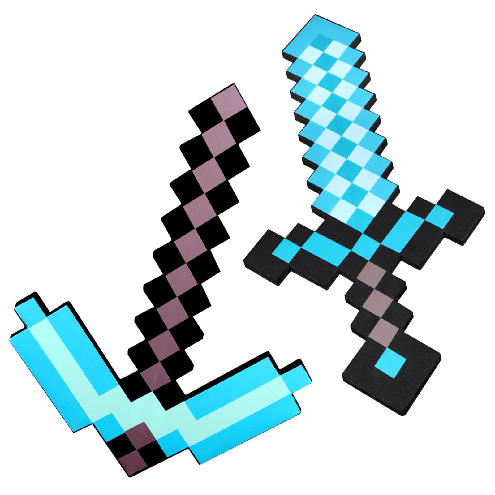 Elie&Eason Enchanted Diamond Sword, Enchanted Diamond Pickaxe, Toys for boys Kids Dress Up Halloween Accessory Role Play Accessory Pixelated Design