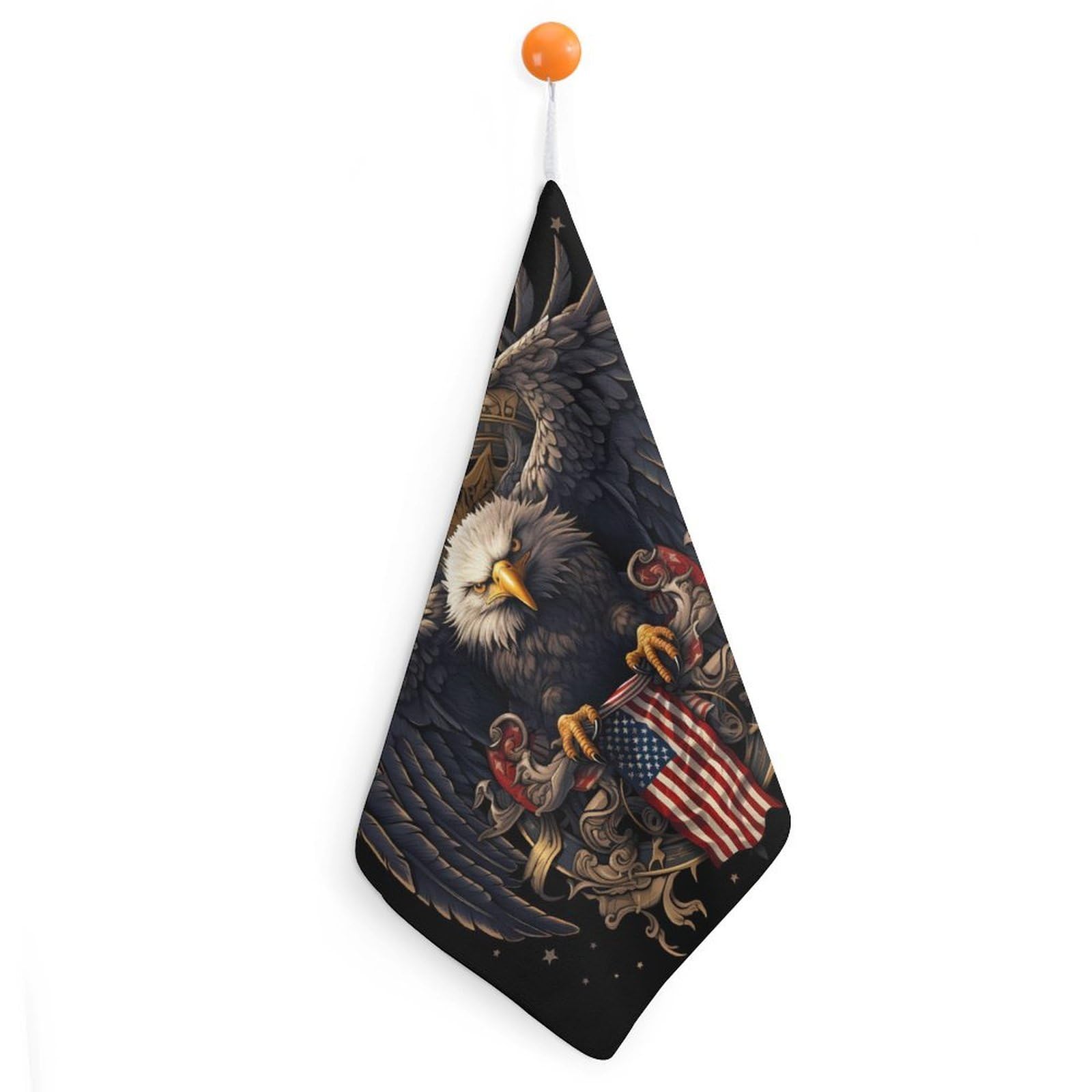TXFBTRFSA Am-ericans Bald Ea-gles Flag Hand Towels with Hanging Loop Kitchen Towel Handkerchiefs Cleaning Cloths