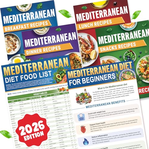 HAMIEW Mediterranean Diet for Beginners & Seniors, Simple–Convenient–Smart–Easy to Use, 28-Day Meal Plan Chart, Mediterranean Diet Food List, 80 Heart Healthy Recipes, Blue Zone & Low Cholesterol Food