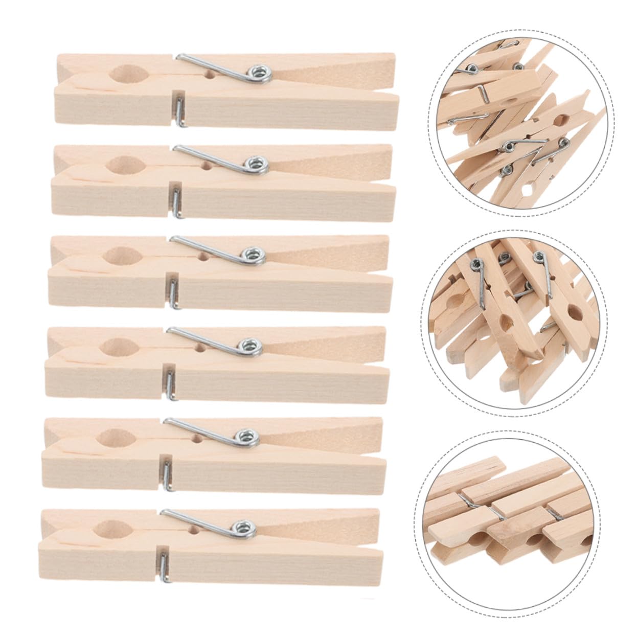 INOOMP 70 Piezas Pinzas de Madera para Ropa Unidades Diseño Antideslizante y Resistente al Viento Clips sin Pintar para Colgar Fotos Manualidades y Secado Seguro Exteriores