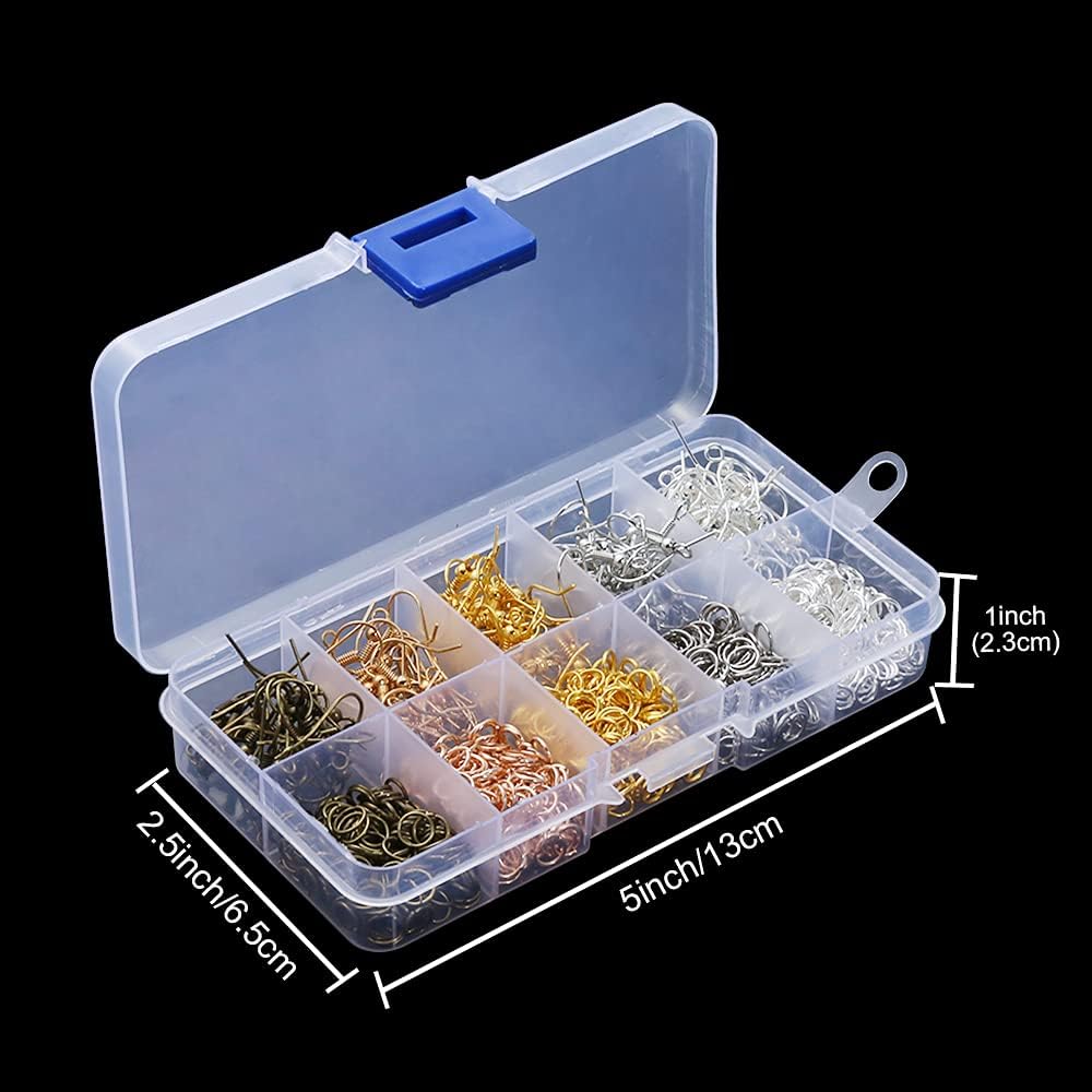 PP OPOUNT 1128 PCS Earring Making Kit with 125pcs Earring Hooks, 1000pcs Jump Rings and Jewelry Pliers, Earring Making Supplies Kit for Jewelry Making Supplies(5 Colors)