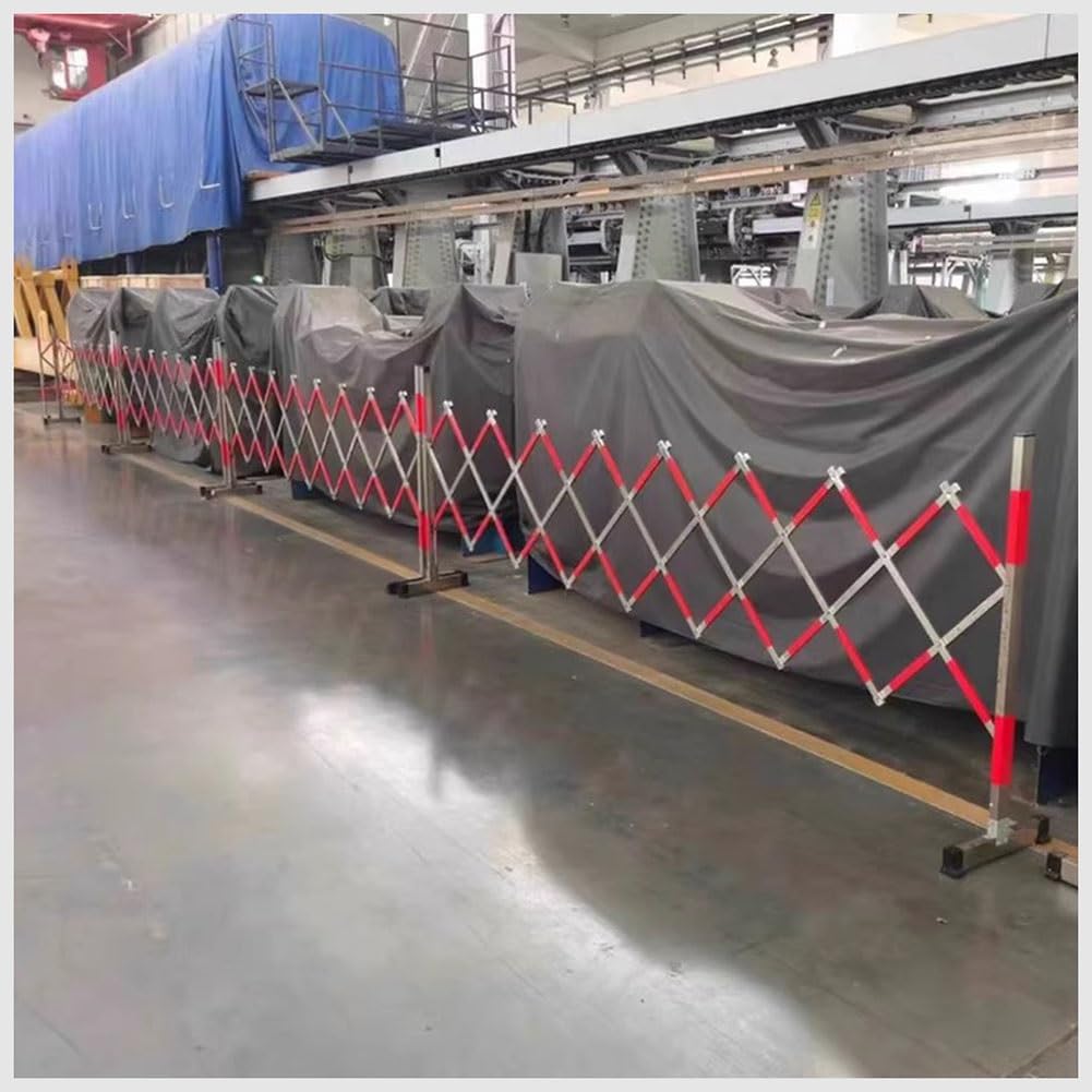 Genérico Barrera de tráfico Industrial móvil con Ruedas, Puerta de Seguridad Plegable y Extensible de Acero Inoxidable, Barrera Exterior retráctil (1,5 x 3 m/4,9 x 9,84 pies) para Control de Acceso s