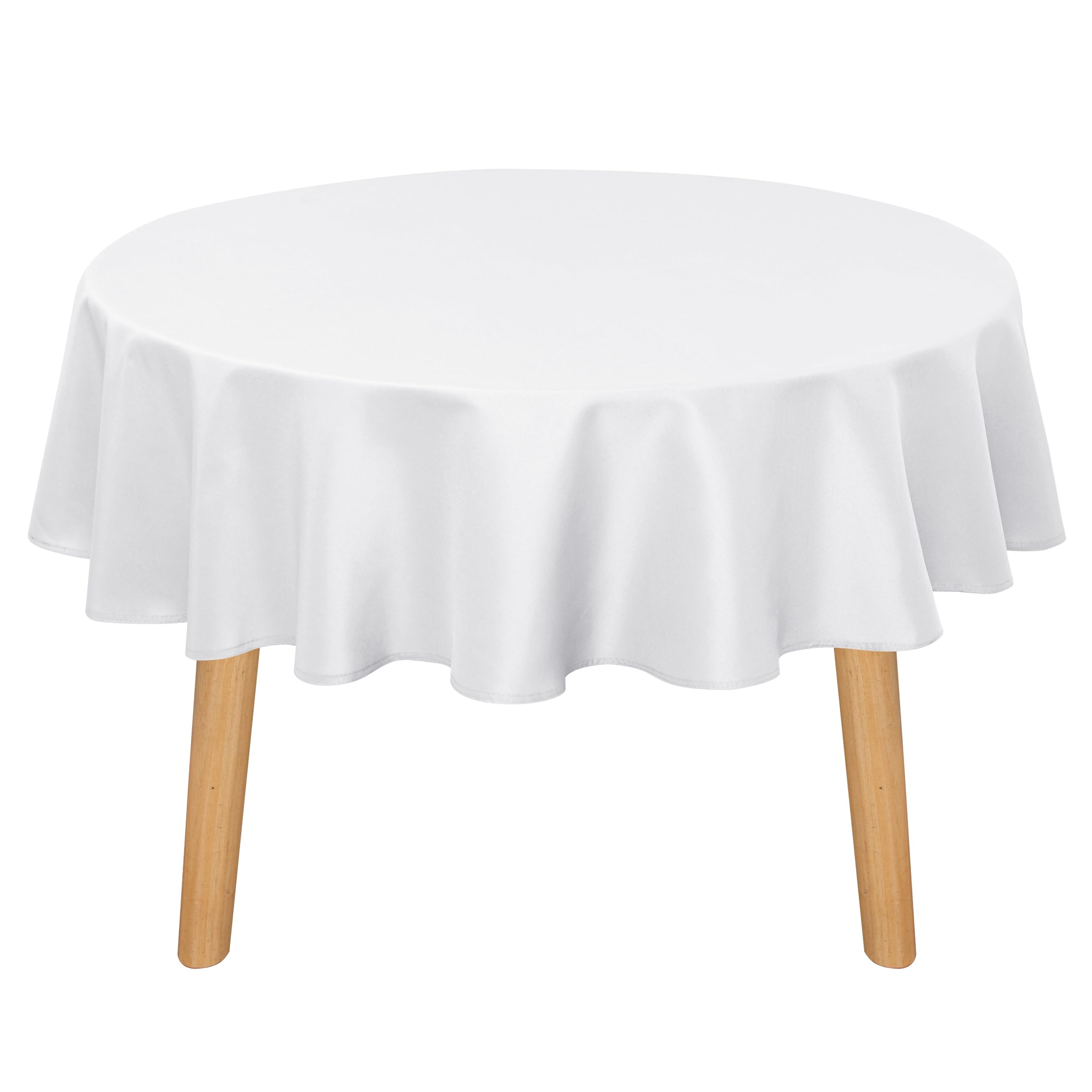 DWCN Round Tablecloth 120 Inch - Waterproof & Stain Resistant Spillproof Washable Polyester Fabric - White