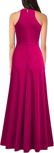 Miniatura 2 de MUSHARE - Vestido largo formal, para mujer, con cuello halter, sexy, con abertura, para cóctel o fiesta