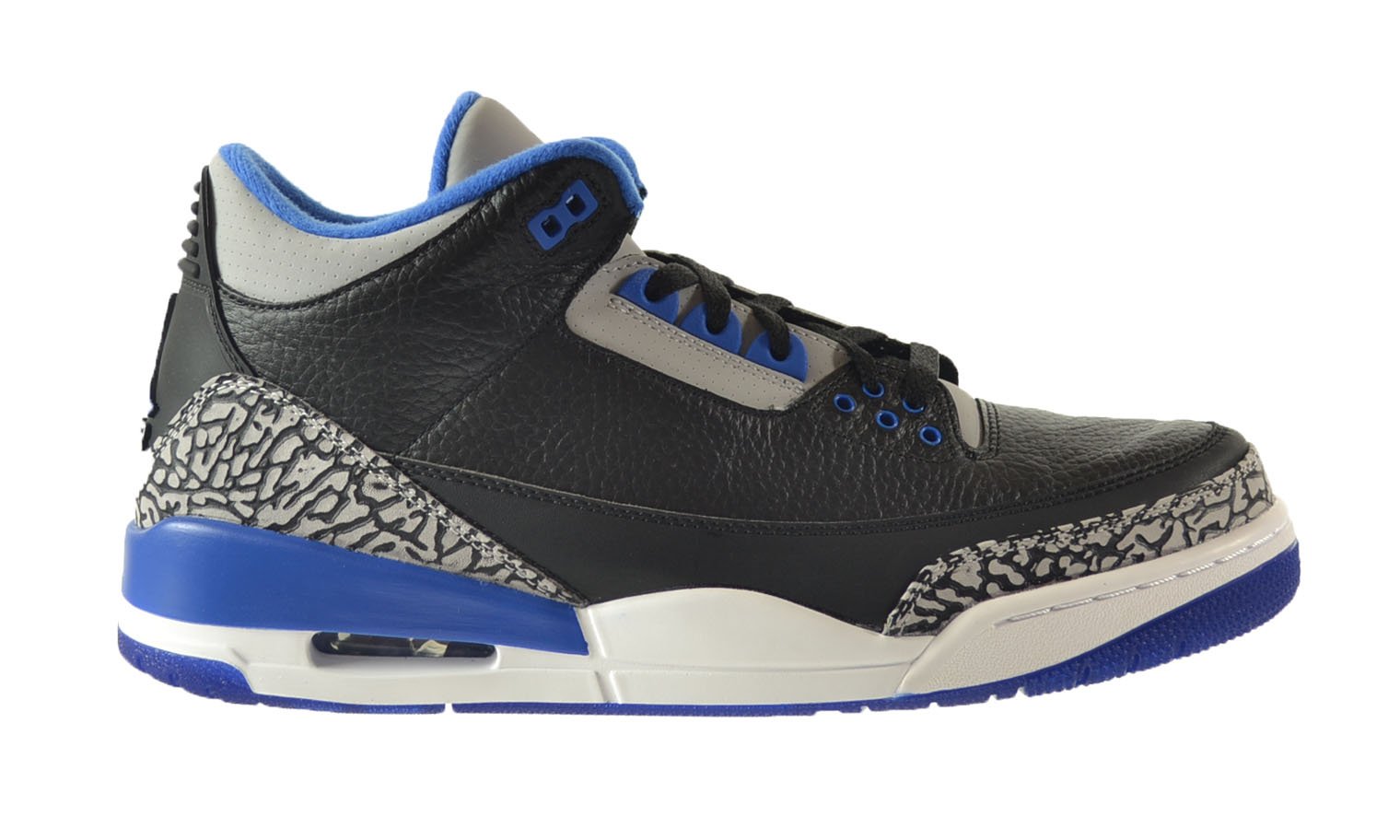 Air Jordan 3 Retro Men's Shoes Black/Sport Blue-Wolf Grey 136064-007 (9.5 D(M) US)