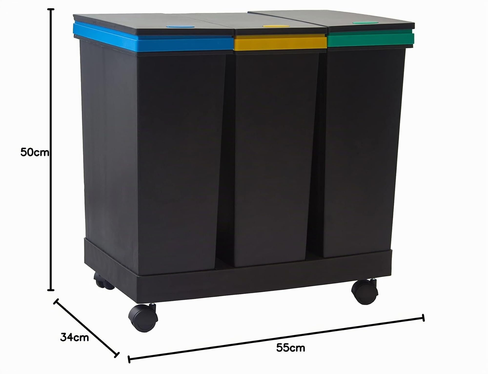 Smarty Ecobin Lot de 3 bidons pour le tri sélectif, 63 L au total, 55 x 34 x H 50 cm