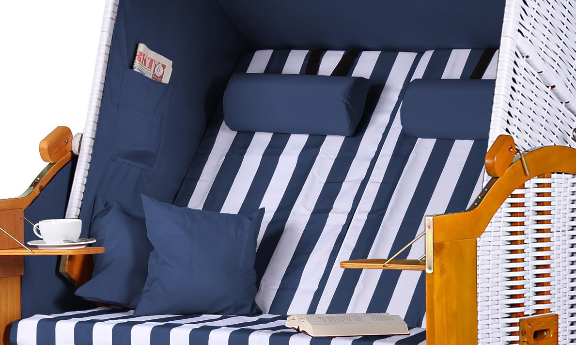 bene living Strandkorb Ostsee - blau/weiß - PE weiß