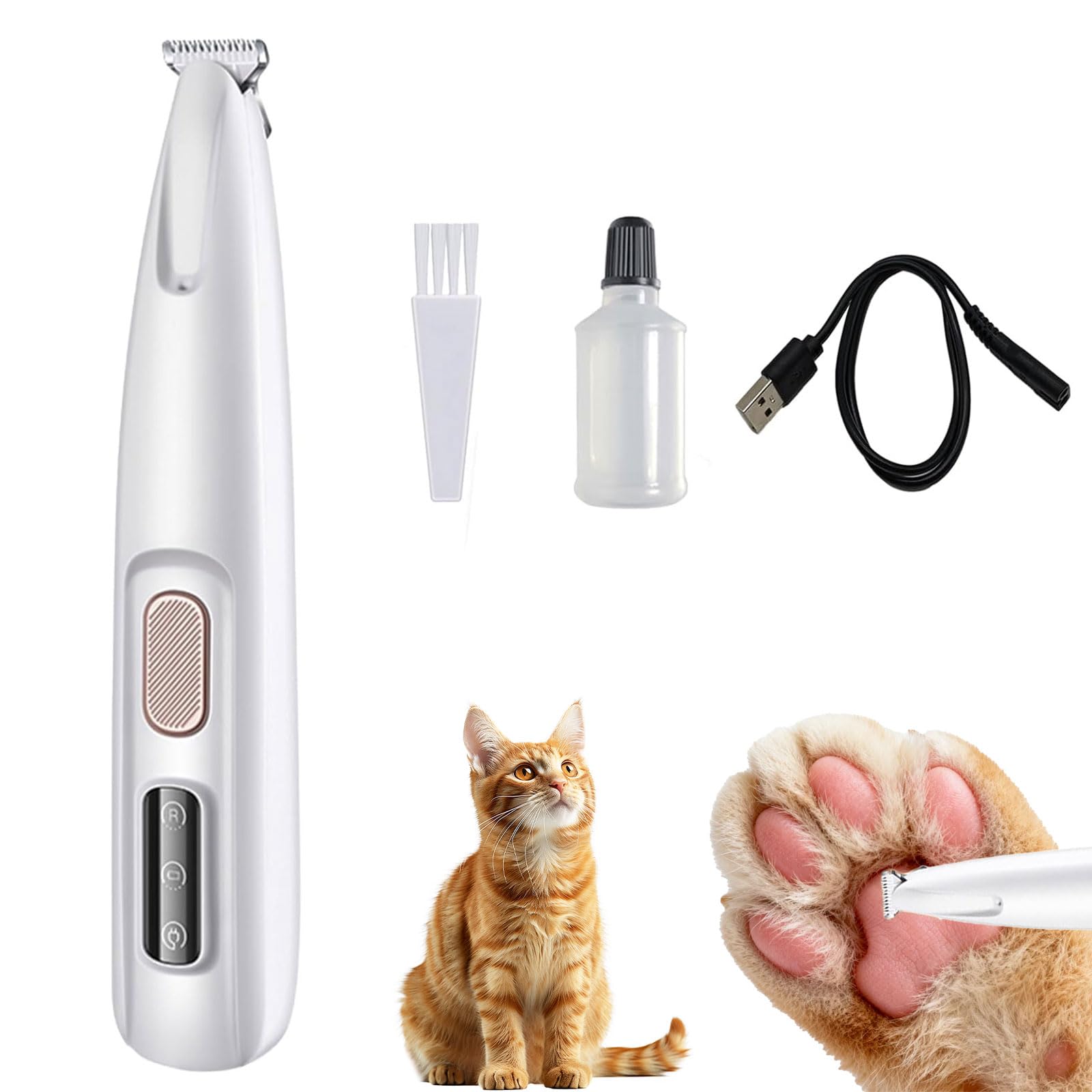 Patounet Tondeuse Pour Chat – Tondeuse Électrique De Précision Ultra-Silencieuse, Lames Sûres Et Hypoallergéniques, Ne Blessera Pas Votre Chat, Rechargeable(1)