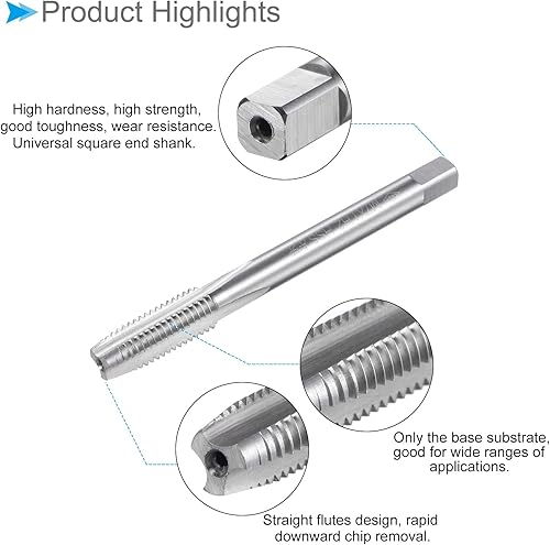 Miniatura 4 de Grifos de fresado de rosca, rosca métrica M7 x 1, máquina 3 flautas rectas roscado de tornillo a mano izquierda (aplicaciones para taladrar