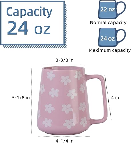Vista 13 de Tazas de café de cerámica grandes de 24 onzas, tazas de té y café extra grandes, taza de café con mango grande para oficina y hogar, microondas