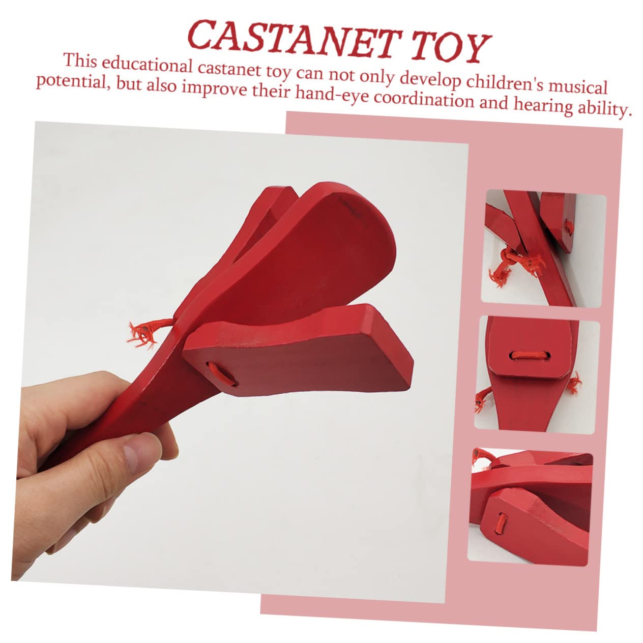 BESPORTBLE Wooden Castanet Flapper for Fun Handheld Percussion Instrument for Musical for Hands Enhances Parent Interaction