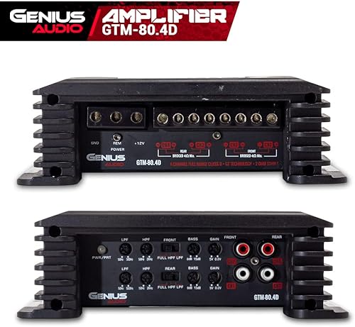 Miniatura 6 de Genius GTM-80.4D 1200 Watts-MAX Amplificador de rango completo para coche compacto 4 canales Clase D 2-Ohm estable