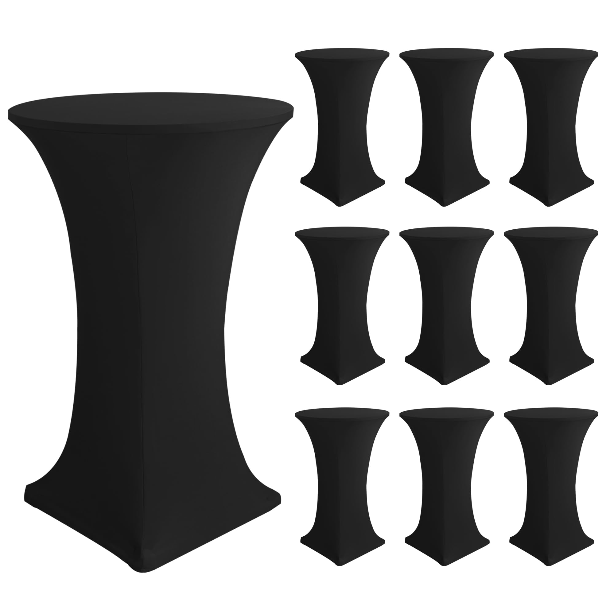 Photo 1 of Enjoyidea Cocktail Table Covers-Spandex Round High Top Table Cloths 10 Pack 32x43 Inch-Black Stretch Fitted Bar Tall Tablecloth for Pub Bistro Highboy Party Event Banquet Height Folding Satnding