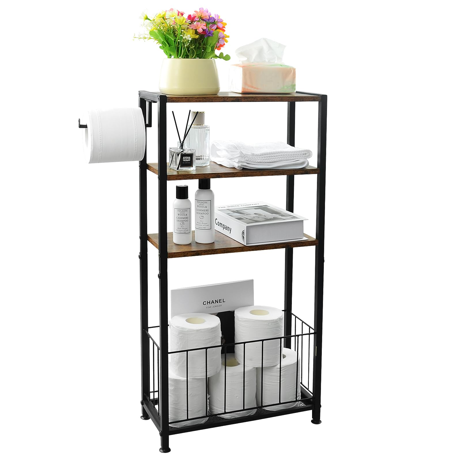 Photo 1 of Mivvosakuki Freestanding Toilet Paper Holder with Storage Shelf