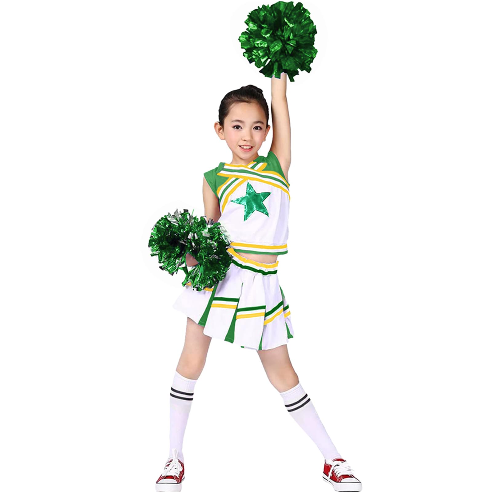 LOLANTA Costume da Ragazza Cheerleader, Carnevale o Evento Sportivo Fancy Dress Up con l'abito di Pom Poms, 4-13 Anni