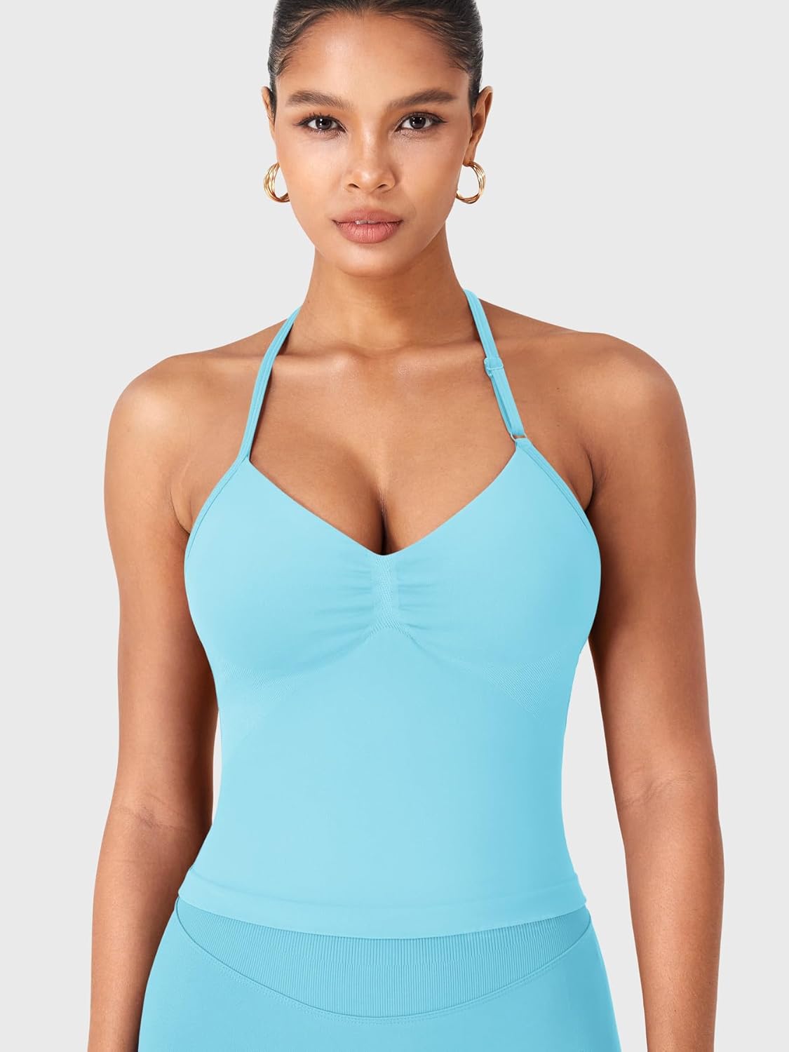 YEOREO SoftHue Impact Longline Strappy Top Women's Halter Workout Tank Tops Backless Gym Longline with Adjustable Strap - Image 4