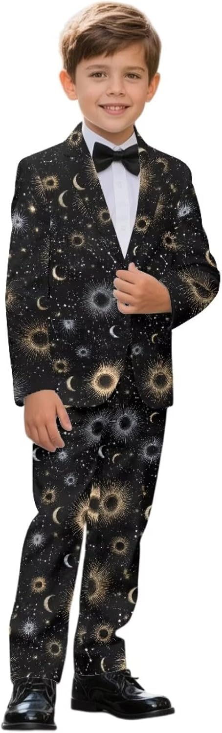 Xoenoiee Boys Formal Suits Slim Fit 2 Piece Kids Suit Jacket Pants Set Tuxedo Dresswear for Wedding Ring Bearer Oufit