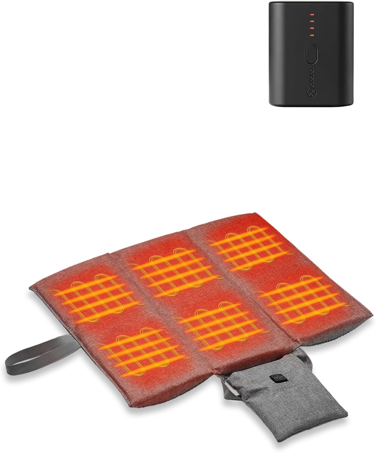 ORORO Heated Seat Cushion with Battery Pack, Foldable USB Heated Seat Cover Pads for Office Chair, Stadium, Camping