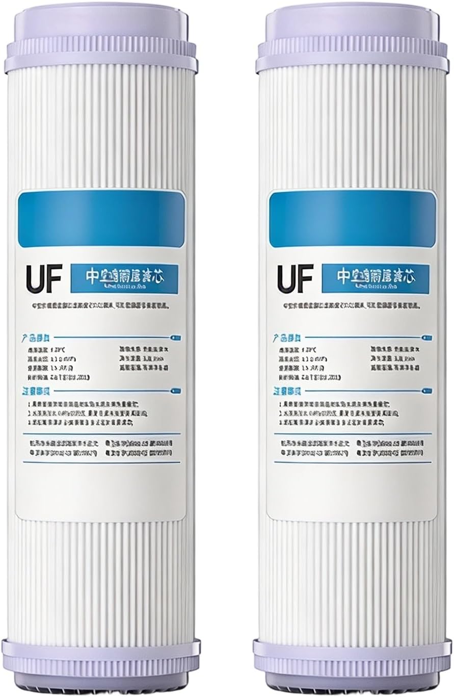 2-pack 10-inch UF Hollow Fiber Ultrafiltration Membrane Filters, 0.01-micron High-flow Membrane, Suitable For Under-sink Reverse Osmosis Water Purification Systems