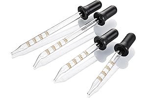 4 Pack, 1 mL Glass Eye Dropper with Measurement