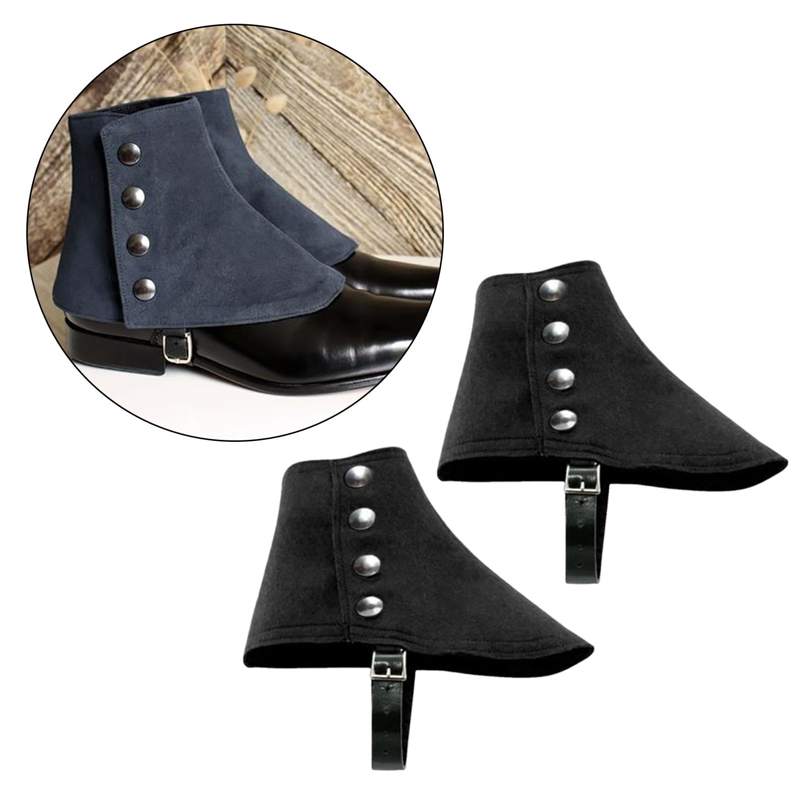 Polainas de Gánster para Disfrazarse, Estilo años 20, para Halloween, Cubrebotas de Pirata Medieval, Negro
