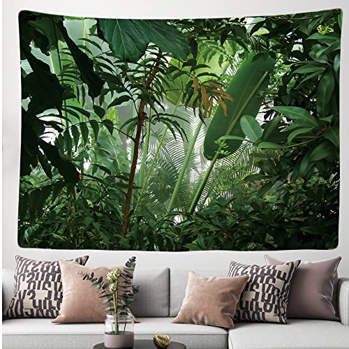 Ulticool, Decorative Wall Tapestry Bedroom, Tropical Forest Nature Eco Green Plants, 200 x 150 cm Large, Fabric Wallpaper - Image 3