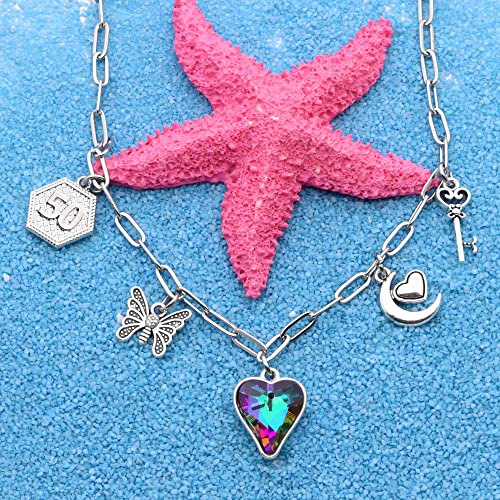 Heart Necklace For 50 Years Old Women Ladies 50Th Birthday Gift The Number 50 Charm Necklace Chokers For Birthday Anniversary For 50 Year Old Women(50Th) #TOP2