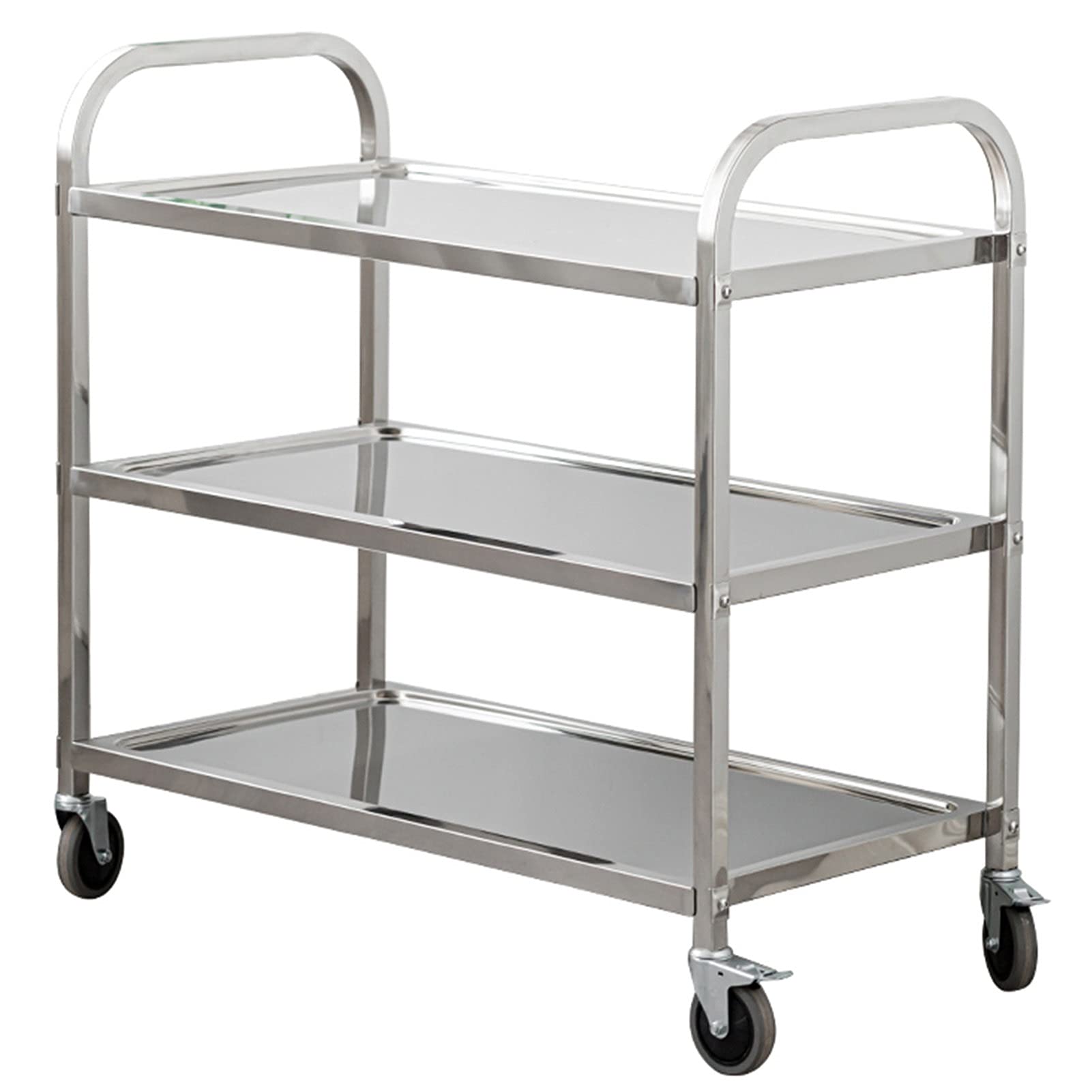 Carrello Multiuso in Acciaio Inox a 2-3 Ripiani, Carrello da Cucina con Ruote bloccabili, Carrello di Servizio per stoccaggio e organizzazione, Carrello Mobile per Alimenti Resistente
