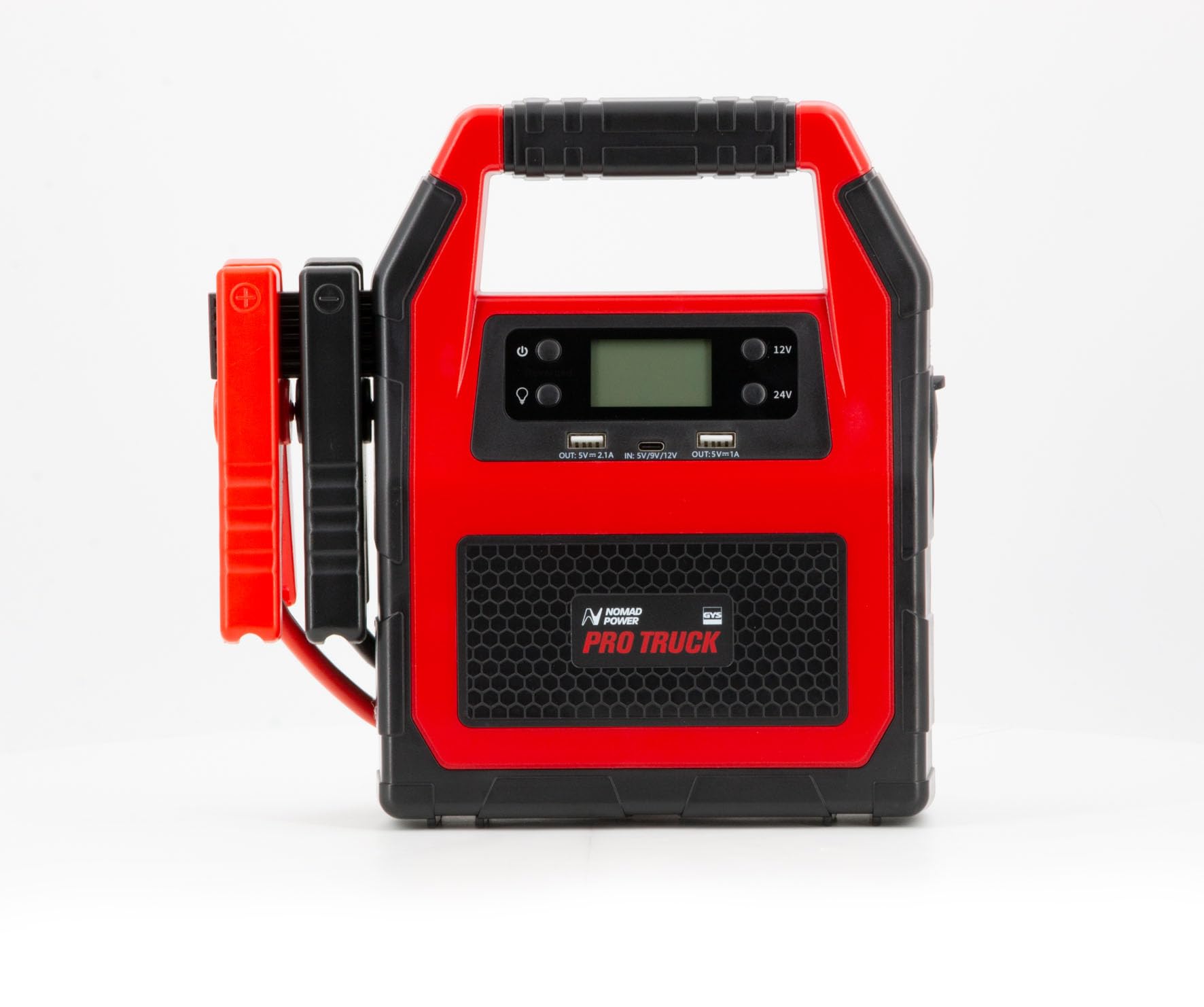 GYS, Nomad Power Pro Truck, arrancador/Booster batería de litio portátil 2000A, vehículos de 12/24 V (motocicleta, coche, camión), arranque seguro, batería externa de 5,3 Ah (PowerBank), lámpara LED,