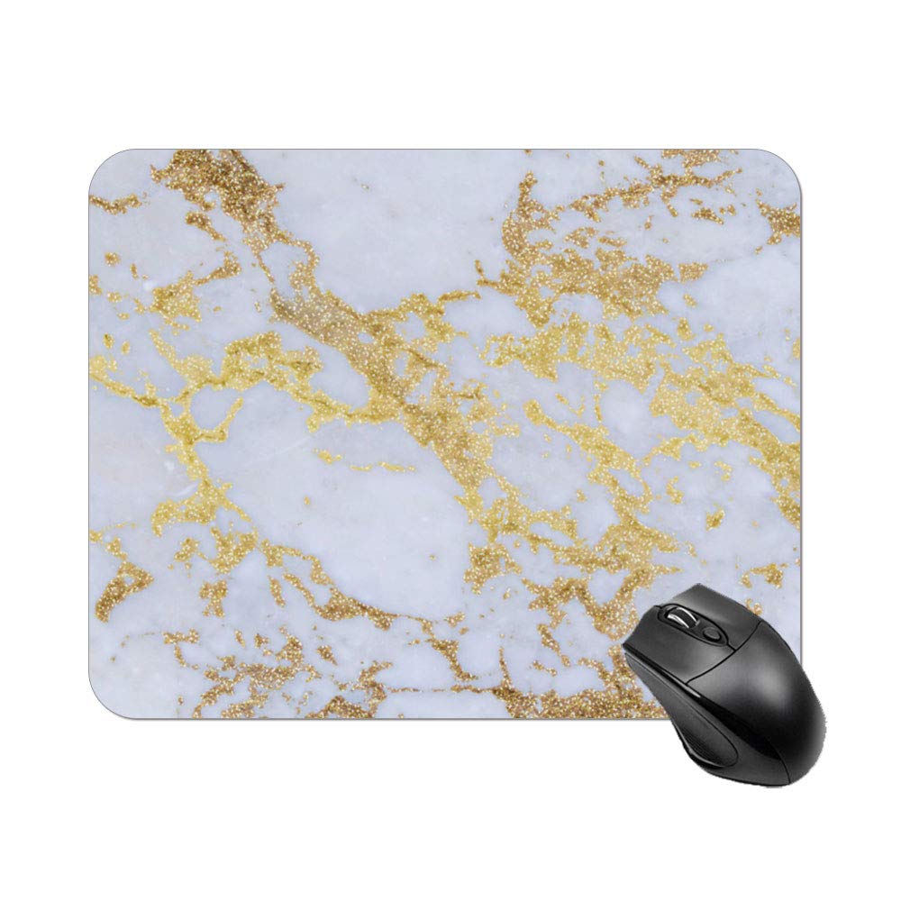 Gaming Mouse Pad Awesome Trendy Modern Faux Gold Glitter Marble Design for Desktop and Laptop 1 Pack 22x18cm/8.66x7in