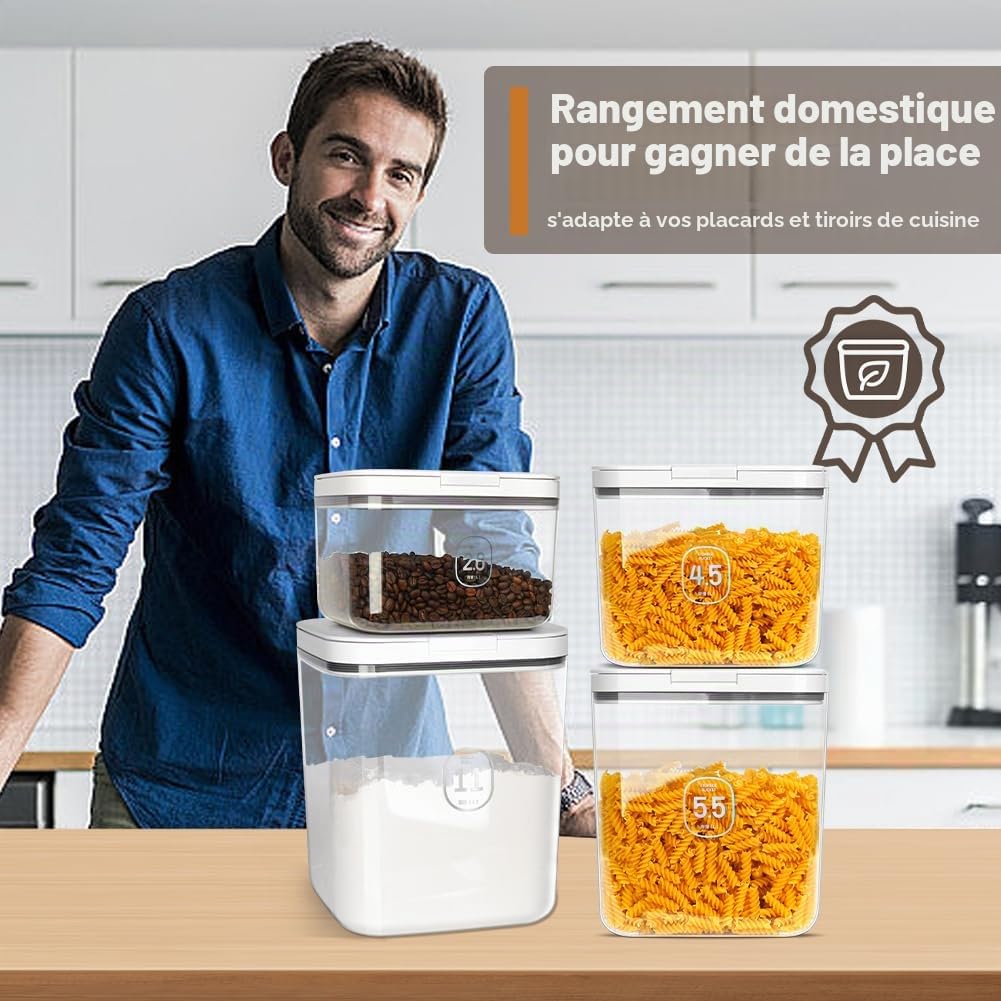 Contenant de Riz 10kg avec Tasse de Mesure, Couvercle Flip-top | Bocuse de Stockage de Farine 11Litres sans BPA, Boîte Hermétique pour le Stockage de Nourriture Sèche pour Cuisine