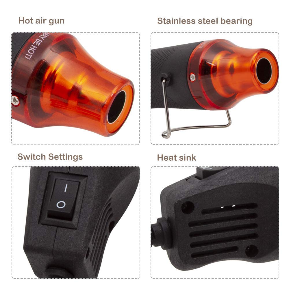 Mini pistola ad aria calda elettrica 300 W Mini Shrink Heat Tool Embossing Powder Set asciugacapelli temperatura pistola ad aria calda applicazione fai da te per pittura ad asciugatura in gomma