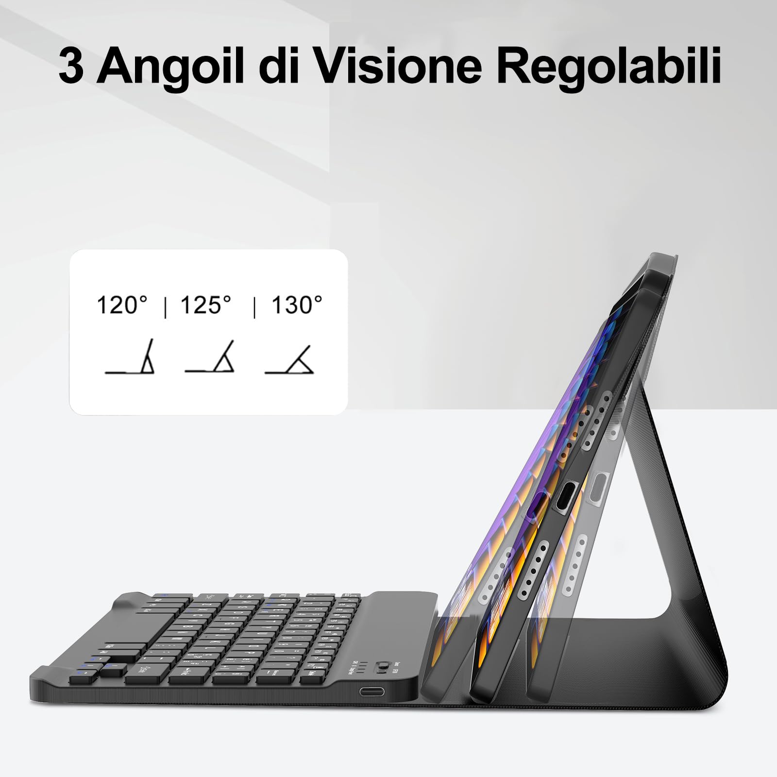 WINCHKING Custodia con Tastiera per Xiaomi Pad 8/8 Pro 11.2", Cover Magnetica Rimovibile Tastiera per Xiaomi Pad 7/8 11.2 Pollici, Italiano QWERTY Layout, Nero