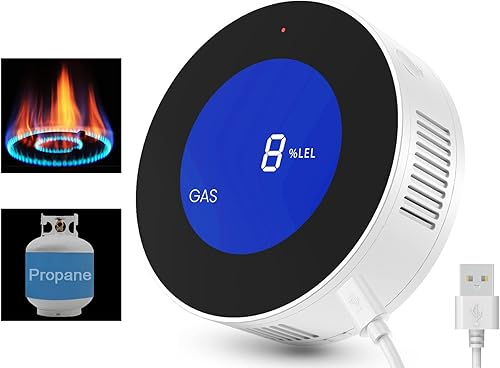Detector de gas natural 2.0 mejorado para el hogar, detector de metano de propano para cocina, cámper, caravana, garaje con pantalla digital de