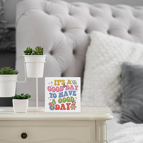 Miniatura 6 de Letrero de madera con cita inspiradora con texto en inglés "It is a Good Day to Have a Good Day", decoración de madera positiva para salud mental