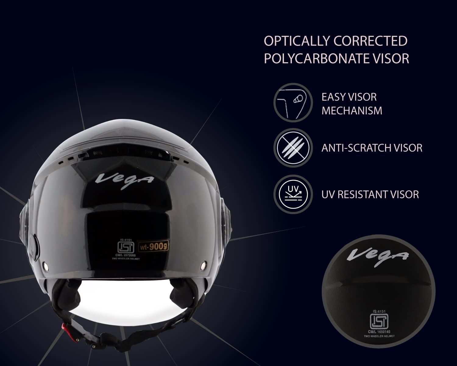 Vega Blaze Dx Black Helmet-L - Image 4 thumbnail