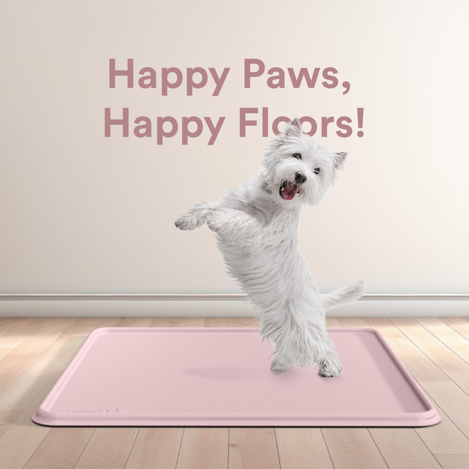 Pee Pad Tray Holder for Dogs - Fits Up to 63.5 x 63.5 cm Square Potty Training Pads No Spill Raised Lip High Edge Silicone Mat, Extra Thick and Non-Slip for Indoor Floor Protection (Large, Pink) |