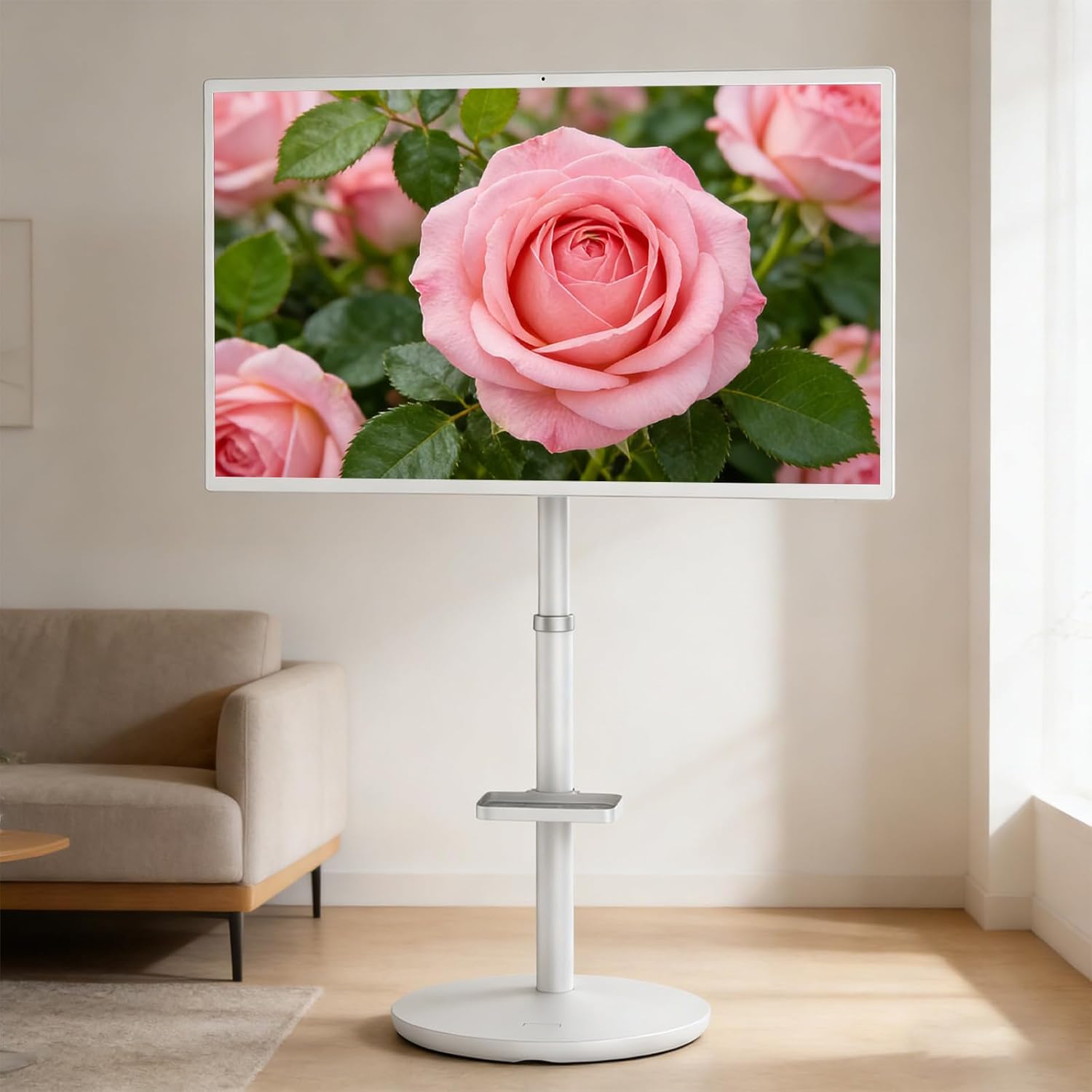 SHAHRYAR 27"/32" Portable Smart TV, 1080p /4k Touch Screen Monitor on Wheels with Remote Control, Built-in 12000mah Battery, for Fitness, Gaming, and Outdoor Use 32"-1080p