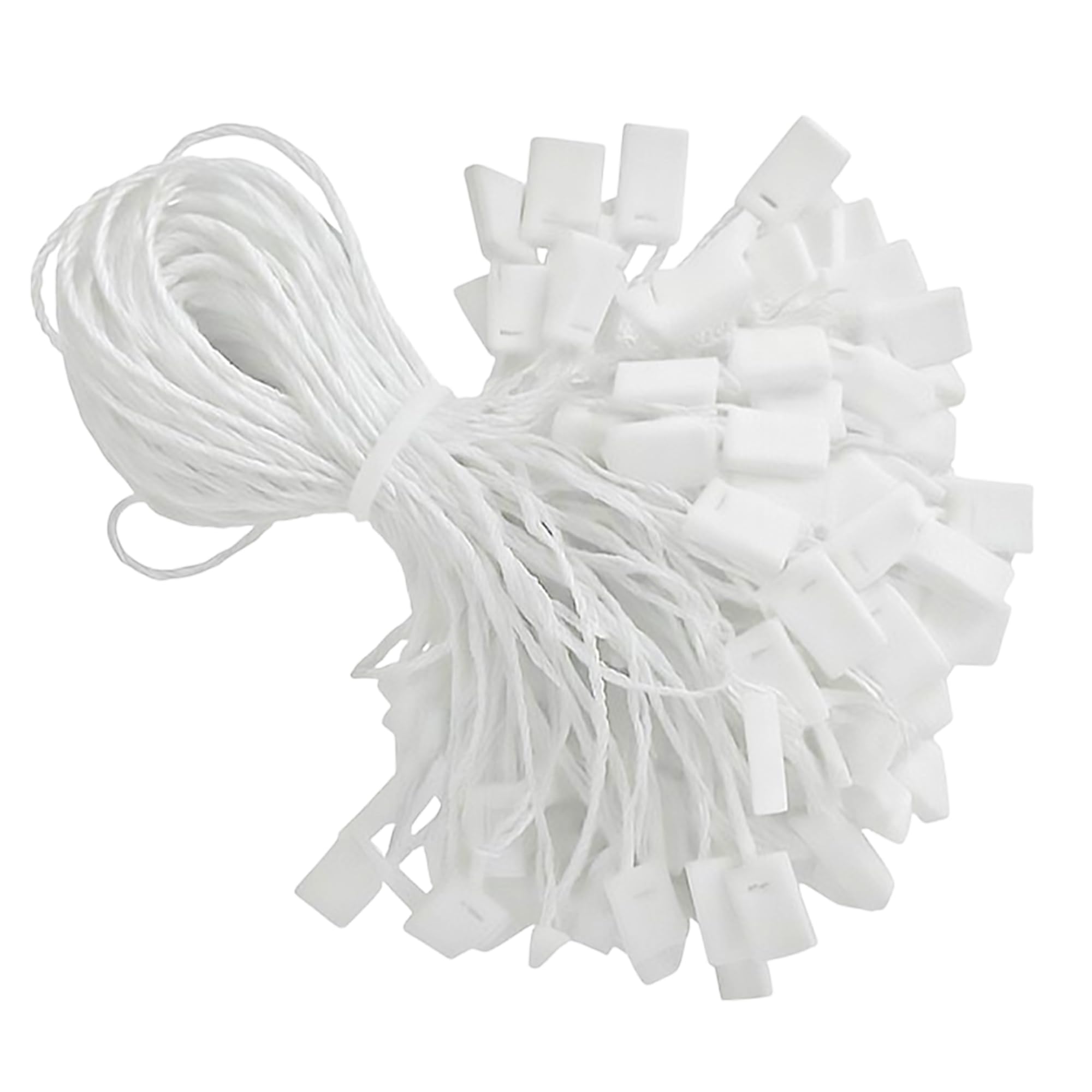 Weddecor White Nylon String Hang Tags, Snap Lock Pin Loop Price Tag Fastener, Easy & Fast to Attach Labels and Security Tags for Gifts, Clothing, Luggage & Craft Accessories, 500pcs, 7 inches