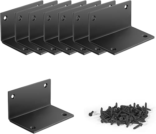 Miniatura 7 de Soportes resistentes de 8 x 2 x 2 pulgadas de largo, soporte de esquina de hierro grande, grosor de 0.118 pulgadas, incluye tornillos