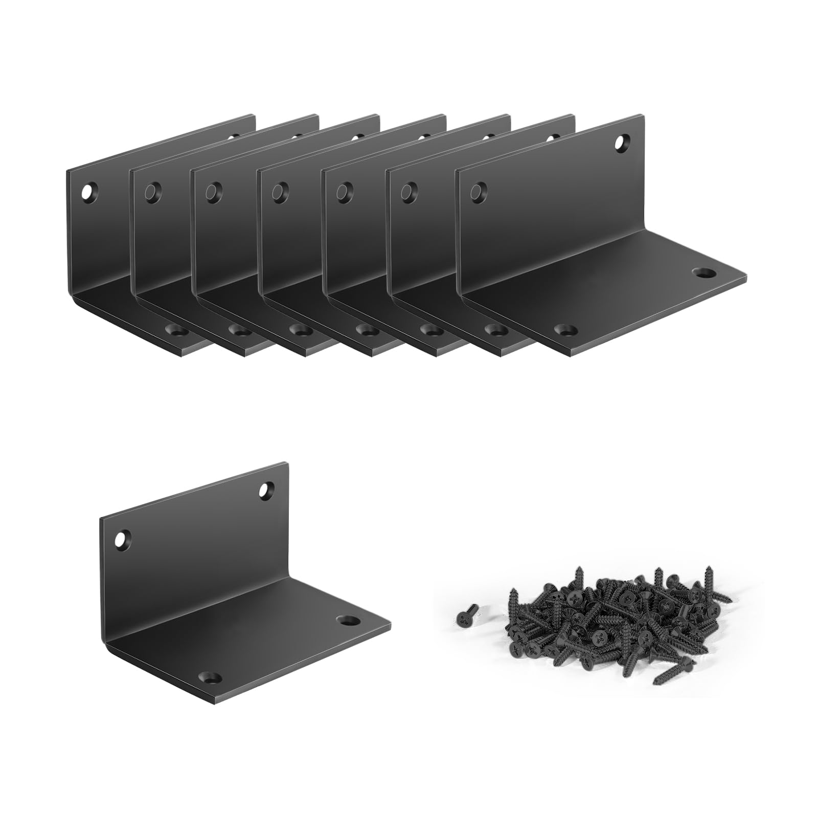 8 PCS Iron 2.76 Inch L Right Angle Bracket with Screws, 2.76" x 1.57" x 1.57" Metal Joint Bracket 90 Degree Corner Brace for Wood Bookshelf Furniture