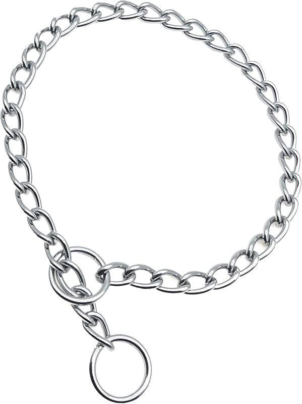 Coleira Martingale de Corrente em Aço de Liga Ajustável Hicost (S, Silver)