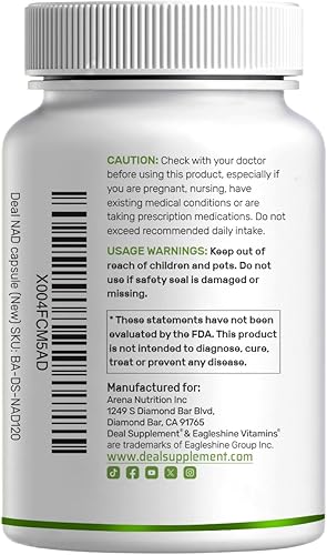 Miniatura 7 de Suplemento de resveratrol NAD+ de 1,000 mg por porción, 120 cápsulas vegetales  Alternativa de suplemento NMN extra fuerte 2 en 1  NAD para mujeres
