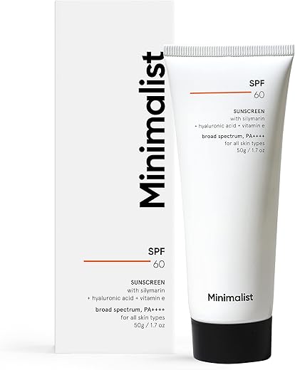 Minimalist Sunscreen SPF 60 PA ++++ | Pregnancy Safe | For Sensitive Skin | Photo stable | Broad Spectrum Sunscreen SPF 50+ With Potent Antioxidants & Advanced Filters | No White Cast | Non Irritant | 50 gm