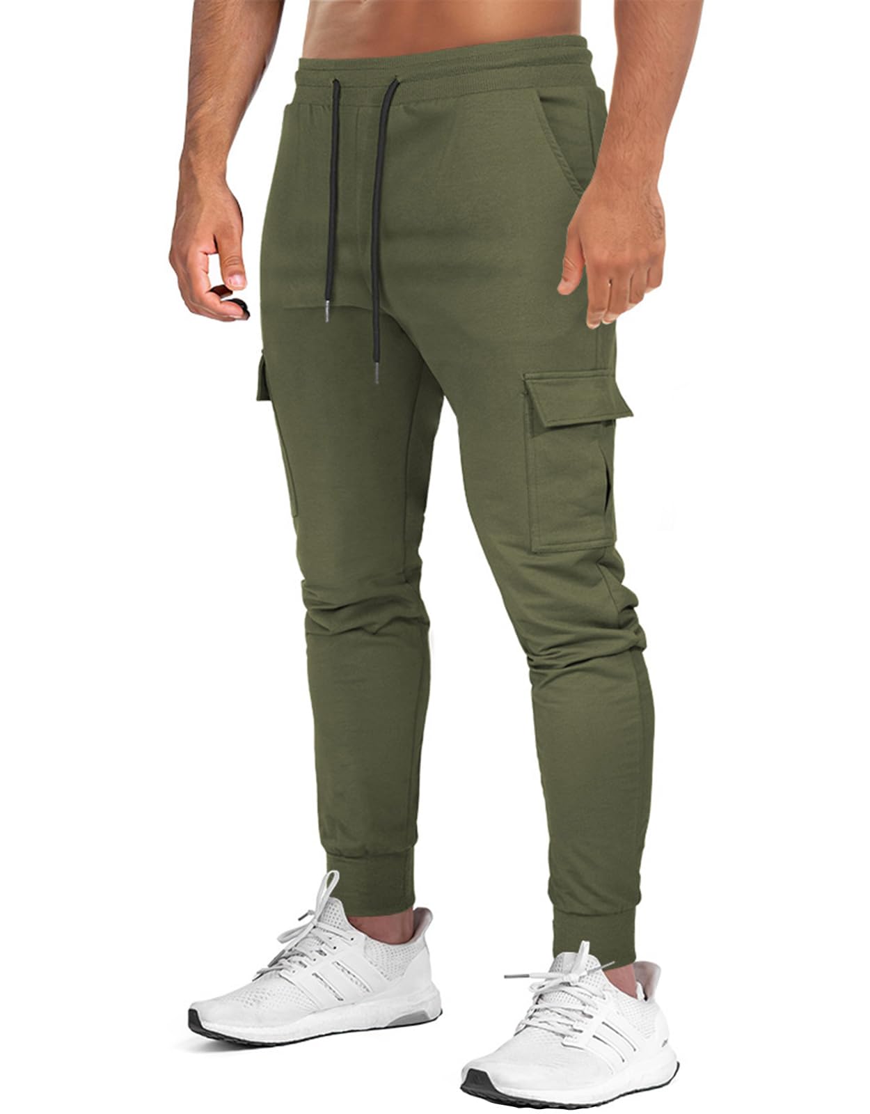 Suwangi Pantaloni Tuta da Jogging Uomo Pantaloni Cargo Joggers Palestra Sportivi Allenamento Cotone Slim Fit Comodi Elastico in Vita con Tasche Multiple