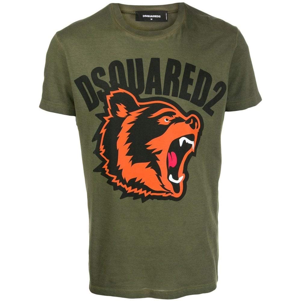 DSQUARED2 Bear Print Army Green T-Shirt