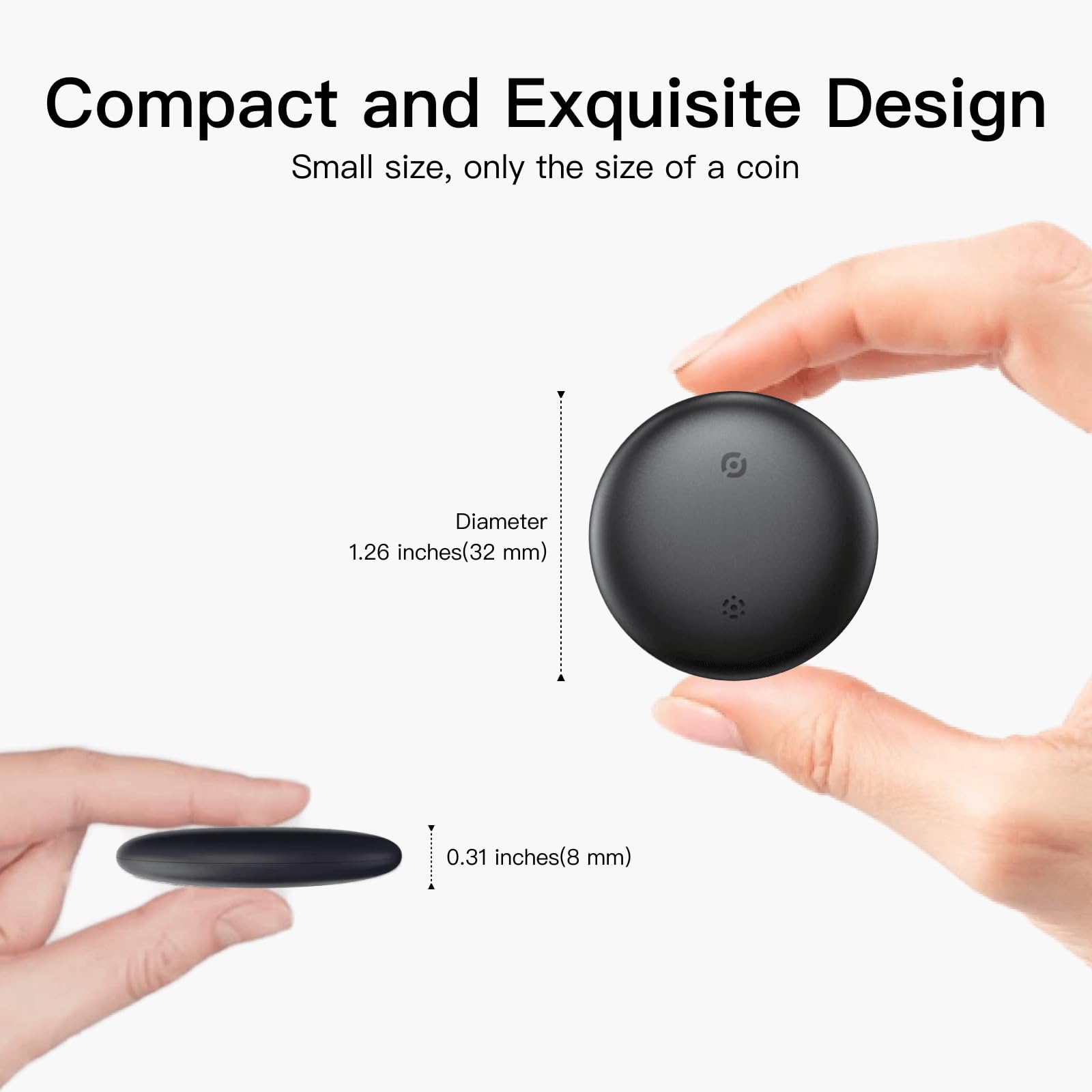 RAINDROPS Smart Tag 2025 Tracker iOS, Bluetooth Item Finder funziona con Apple Find My, Trakcer Tag Locator per chiavi, bagagli, zaini, animali domestici (solo iOS, nero, confezione da 4)