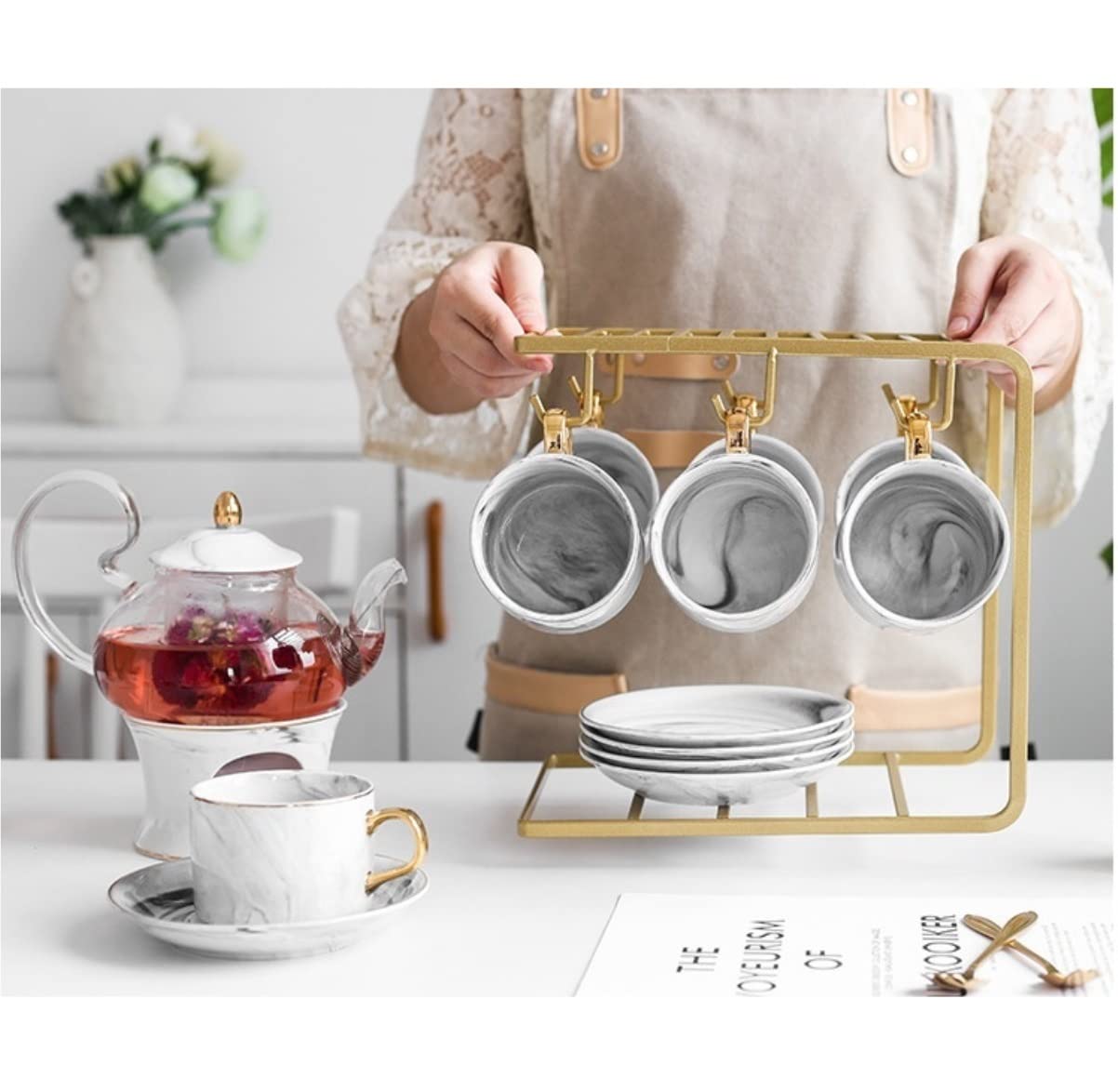 Zestaw Filiżanek Do Herbaty Kawy Europejski Zestaw Do Herbaty Popołudniowa Herbata Ceramiczny Garnek I Zestaw Filiżanek Świeca Ogrzewanie Szklany Czajniczek Kubki Do Kawy Taca Porcelanowa Strona Główn