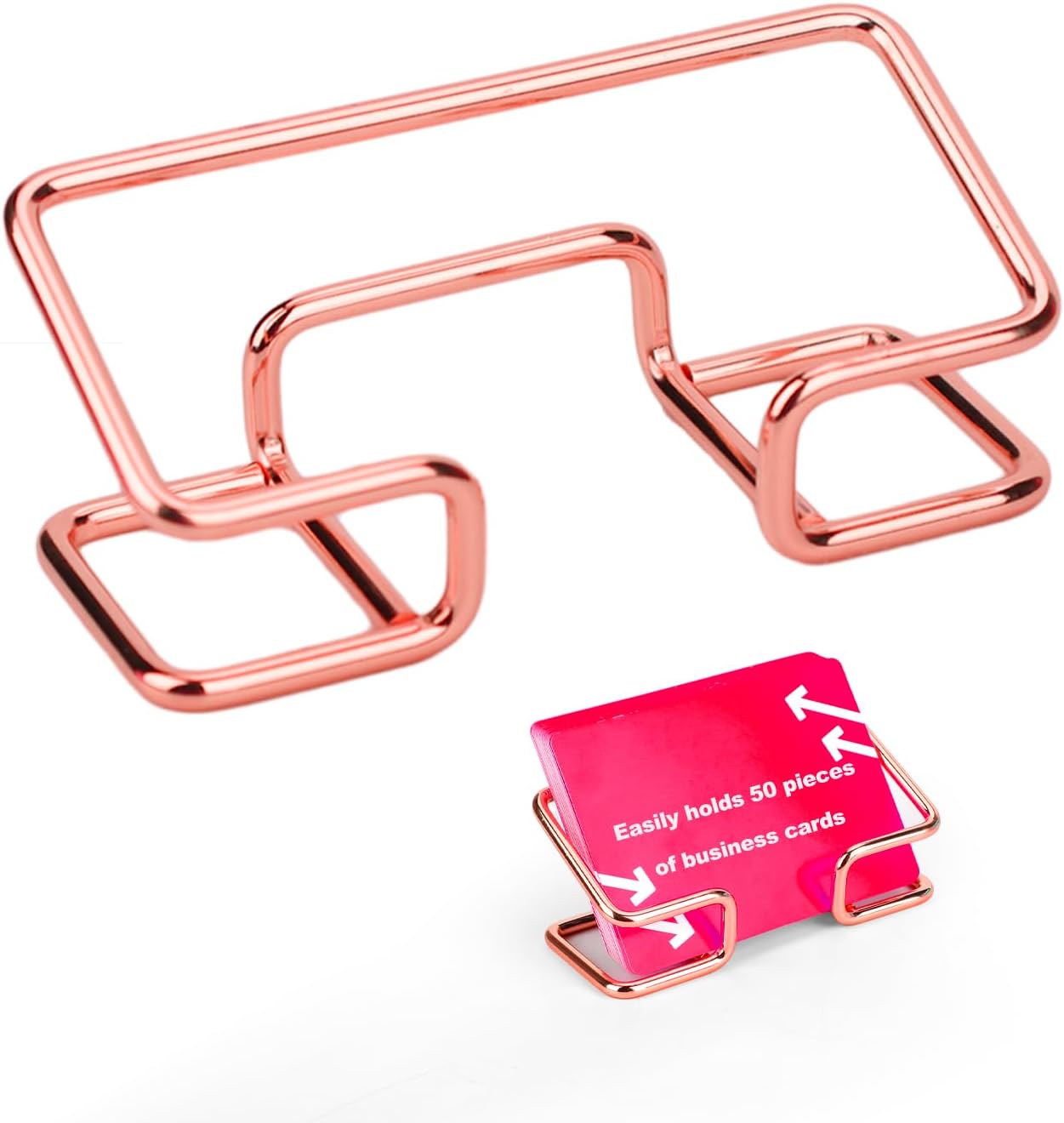 1pc Business Card Holder Desktop, Rose Gold Metal Business Cards Stand